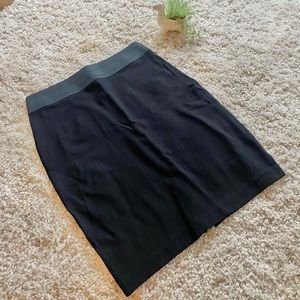 INC Simple band wasted long knee black skirt with a slot. International …